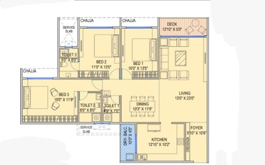 3 BHK – Gami Palm Amore – Sec 46A – Nerul – Palm Beach