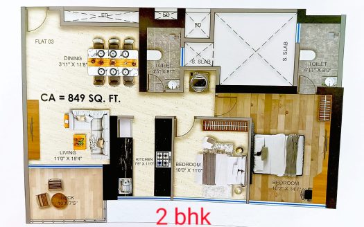 2 BHK – Kamdhenu Crown – Sector 19 – Palm Beach Road – Sanpada