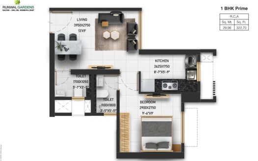 1 BHK Runwal Garden City – Dombivli – Kalyan Shilphata Road